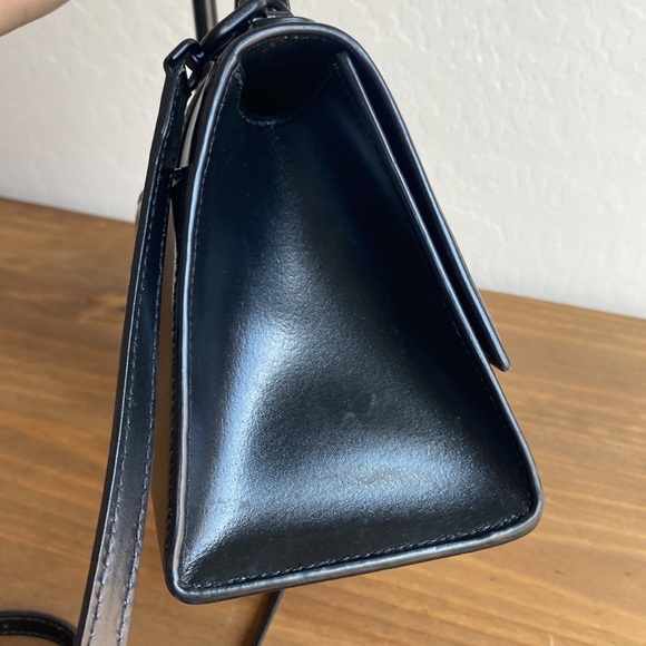 SOLD Balenciaga Hourglass Matte Black Small Shiny Leather Top Handle Bag - Picture 8 of 17